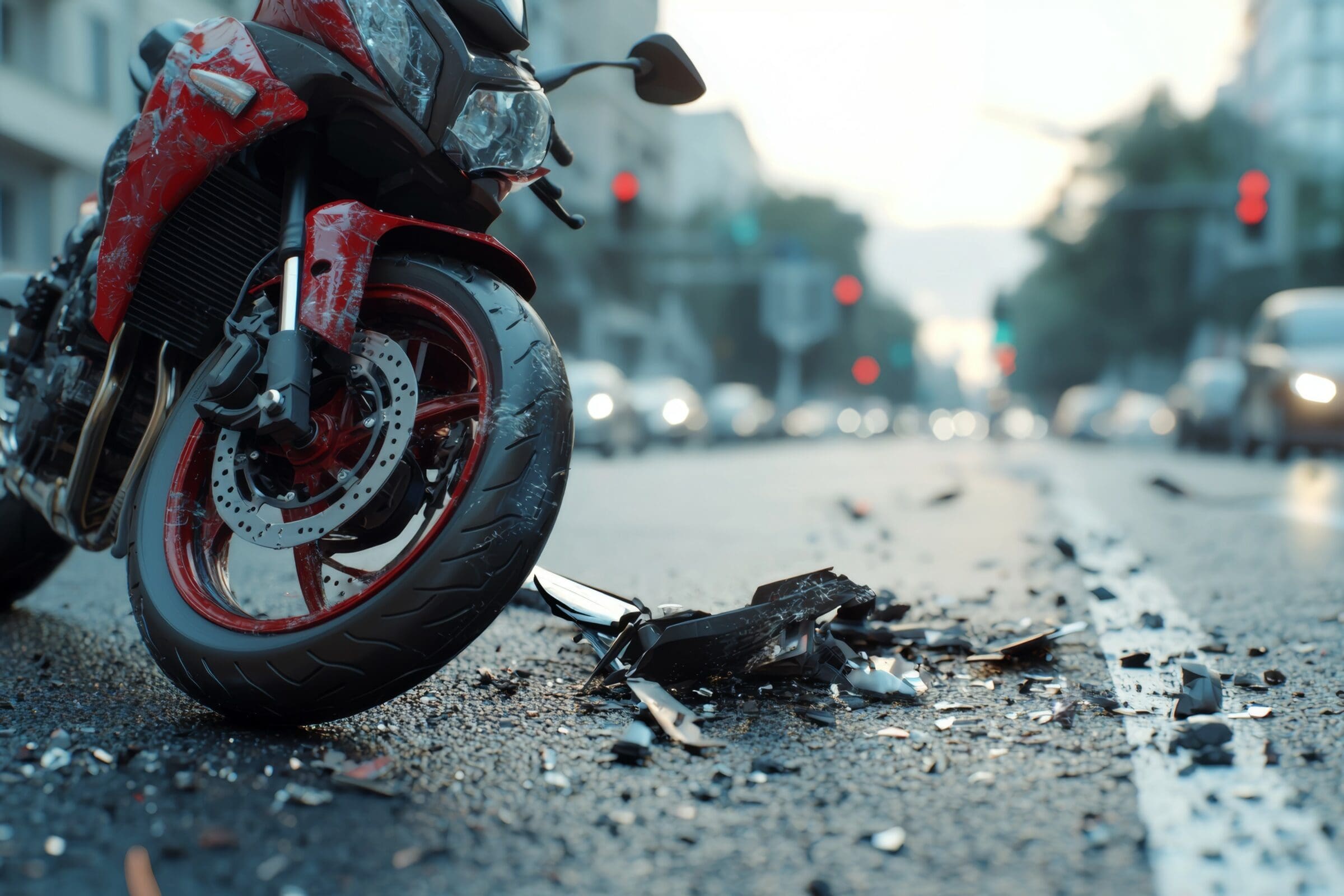 Road accident or motorcycle crash. Selective focus background and copy space Road accident or motorcycle crash. Selective focus background and copy space for text.